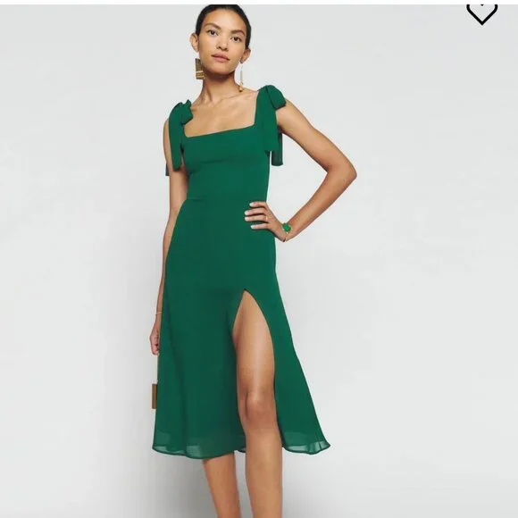 Reformation Twilight Dress in Emerald Green Size 2 - Picture 1 of 8